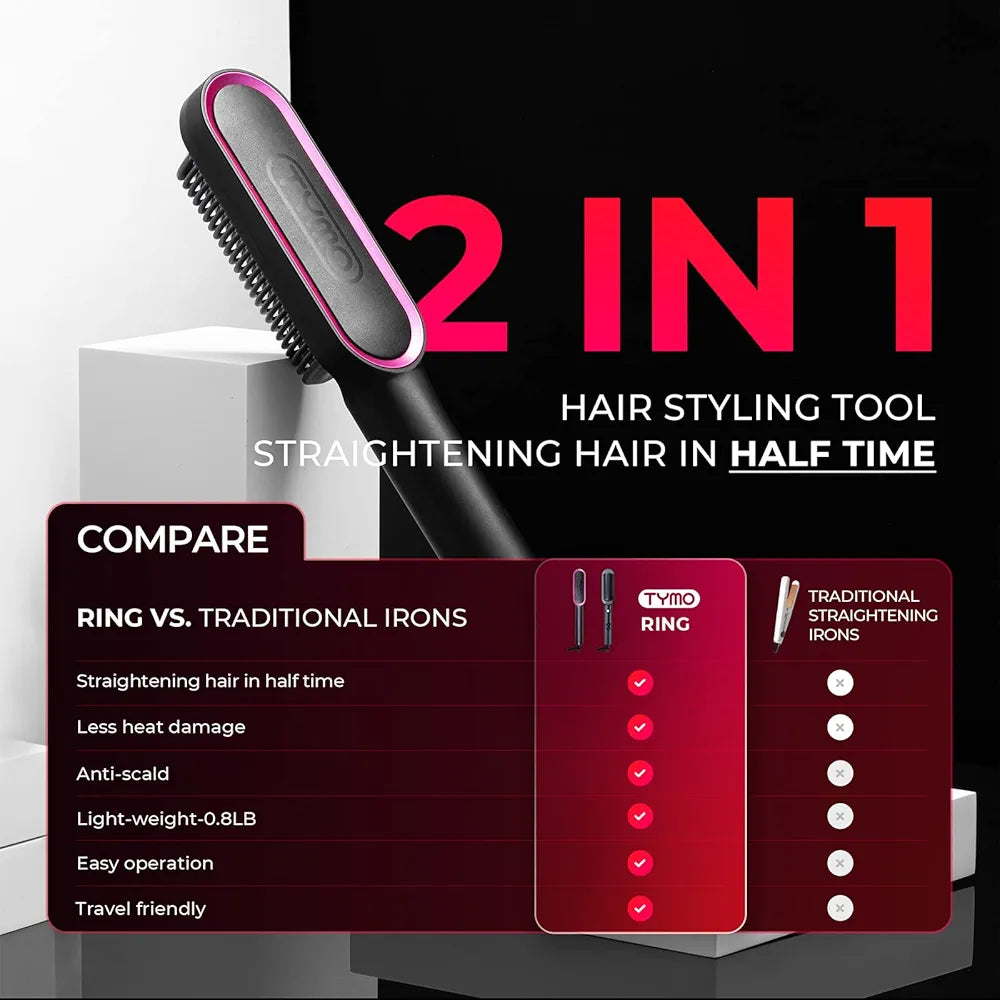 Professional Electric Hair Brush Straightener Heating Combs Hair Styler Curling Iron 909