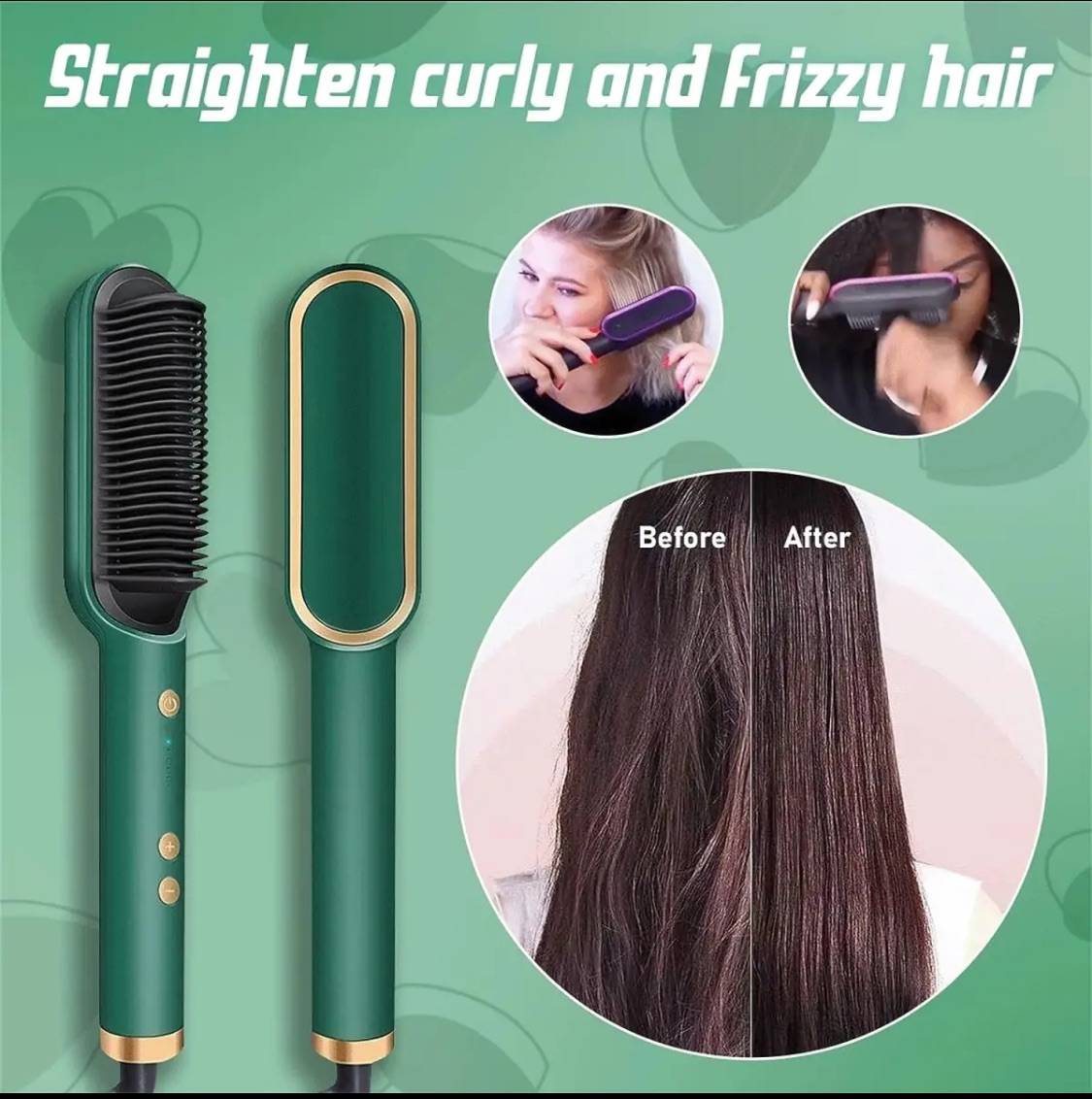 Professional Electric Hair Brush Straightener Heating Combs Hair Styler Curling Iron 909