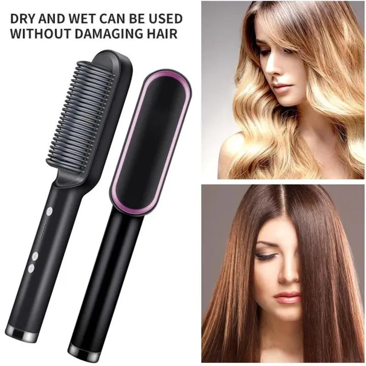 Professional Electric Hair Brush Straightener Heating Combs Hair Styler Curling Iron 909